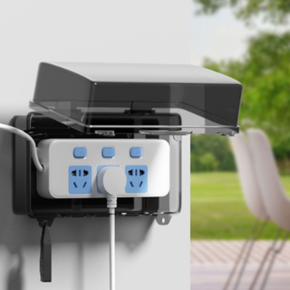 Outdoor Power Strip Weatherproof - 耐久性のあるプラスチック製プラグボックス防水耐候性ケーブル管理ボックス盗難防止保護コンセント電源タップ収納ボックス屋外用