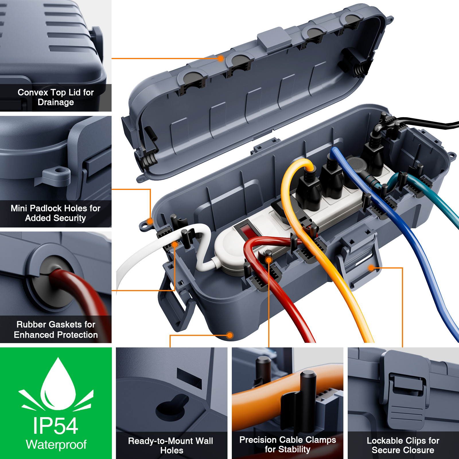 耐候性のある延長コードカバー。屋外用電気ボックスで、ガーデン - Outdoor Use Power Strip のレビューと価格