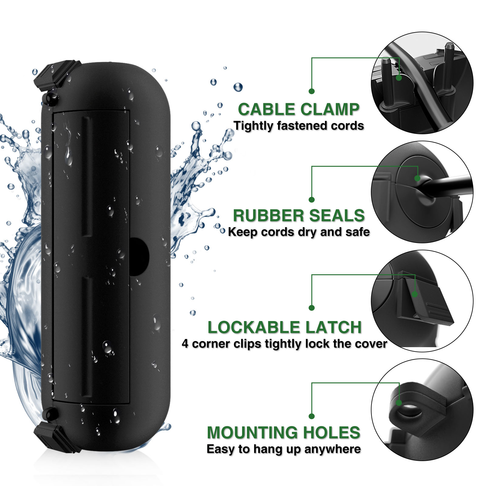 小型IP44防水屋外用電気ボックス。コンパクトなコード保護カ - Outdoor Use Power Strip のレビューと価格