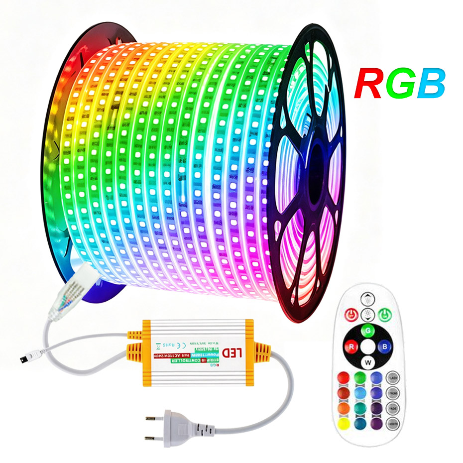 1m-50m 220V RGB LEDストリップ 5050  - Outdoor Power Strip Weatherproof のレビューと価格